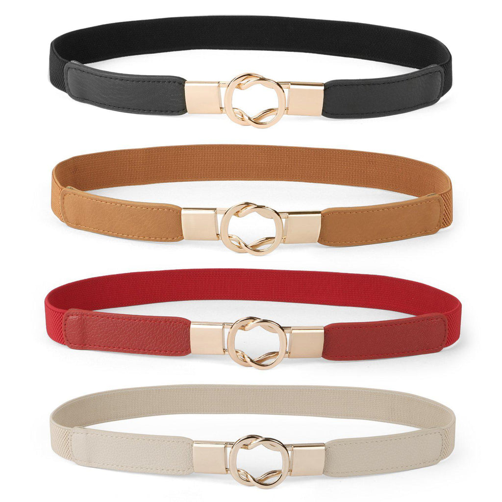 Women Skinny Belt for Dresses Retro Stretch Ladies Waist Belt Plus Size Set of 4 