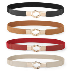 Women Skinny Belt for Dresses Retro Stretch Ladies Waist Belt Plus Size Set of 4 