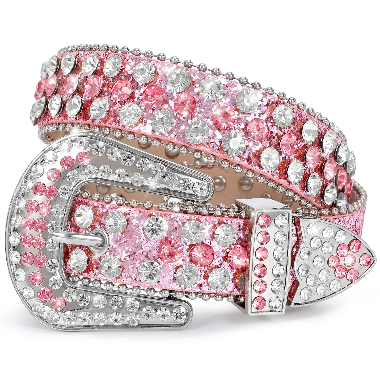 Kids Fashion Rhinestone Shiny Crystal Studded Leather Belts - JASGOOD OFFICIAL