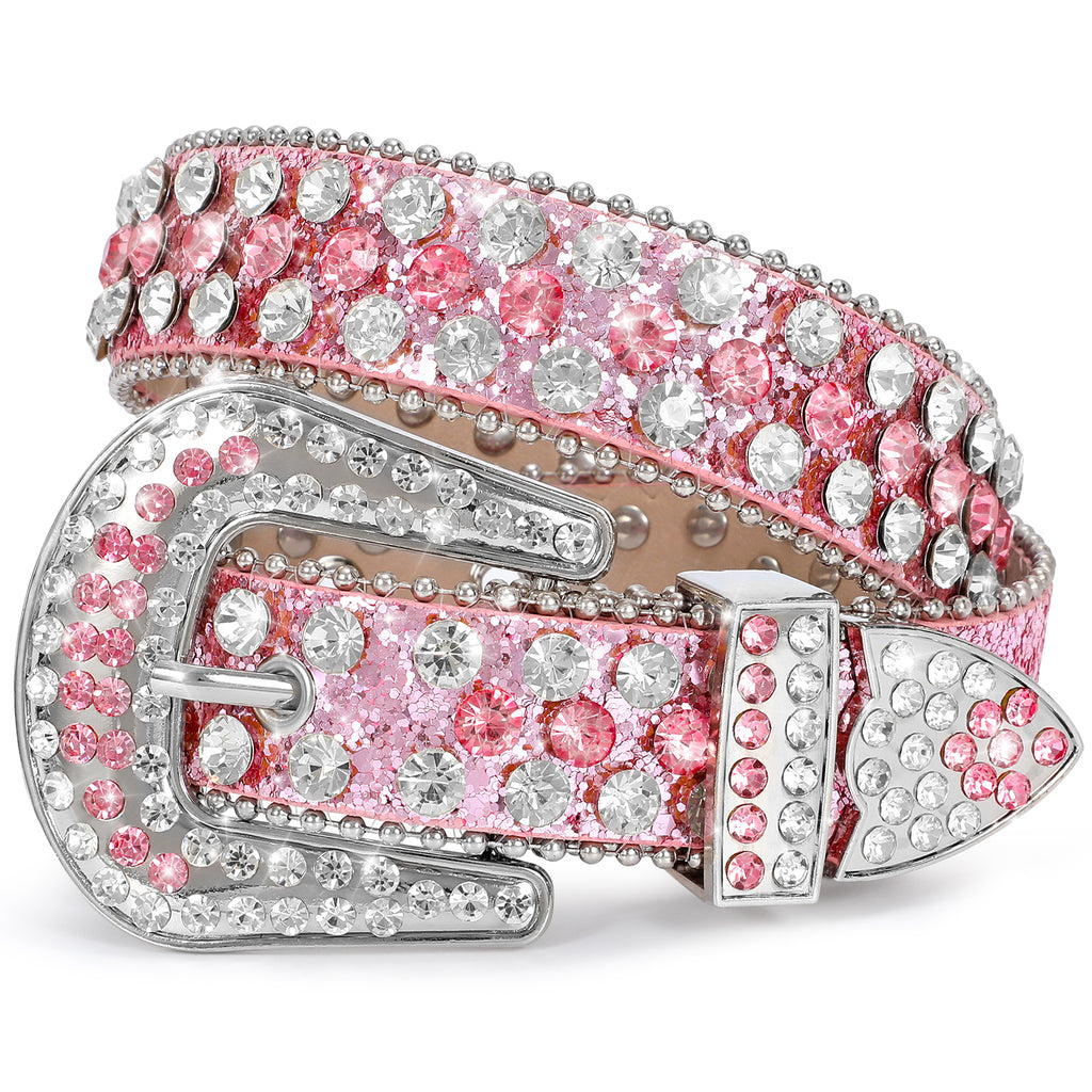 Kids Fashion Rhinestone Shiny Crystal Studded Leather Belts