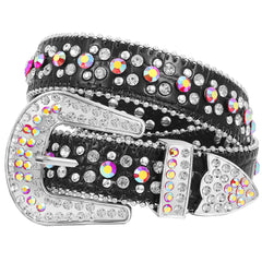Kids Fashion Rhinestone Shiny Crystal Studded Leather Belts