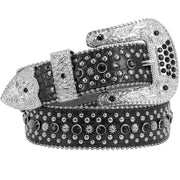 Fashion Rhinestone Shiny Crystal Studded Leather Belts Men Women