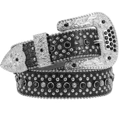 Fashion Rhinestone Shiny Crystal Studded Leather Belts Men Women