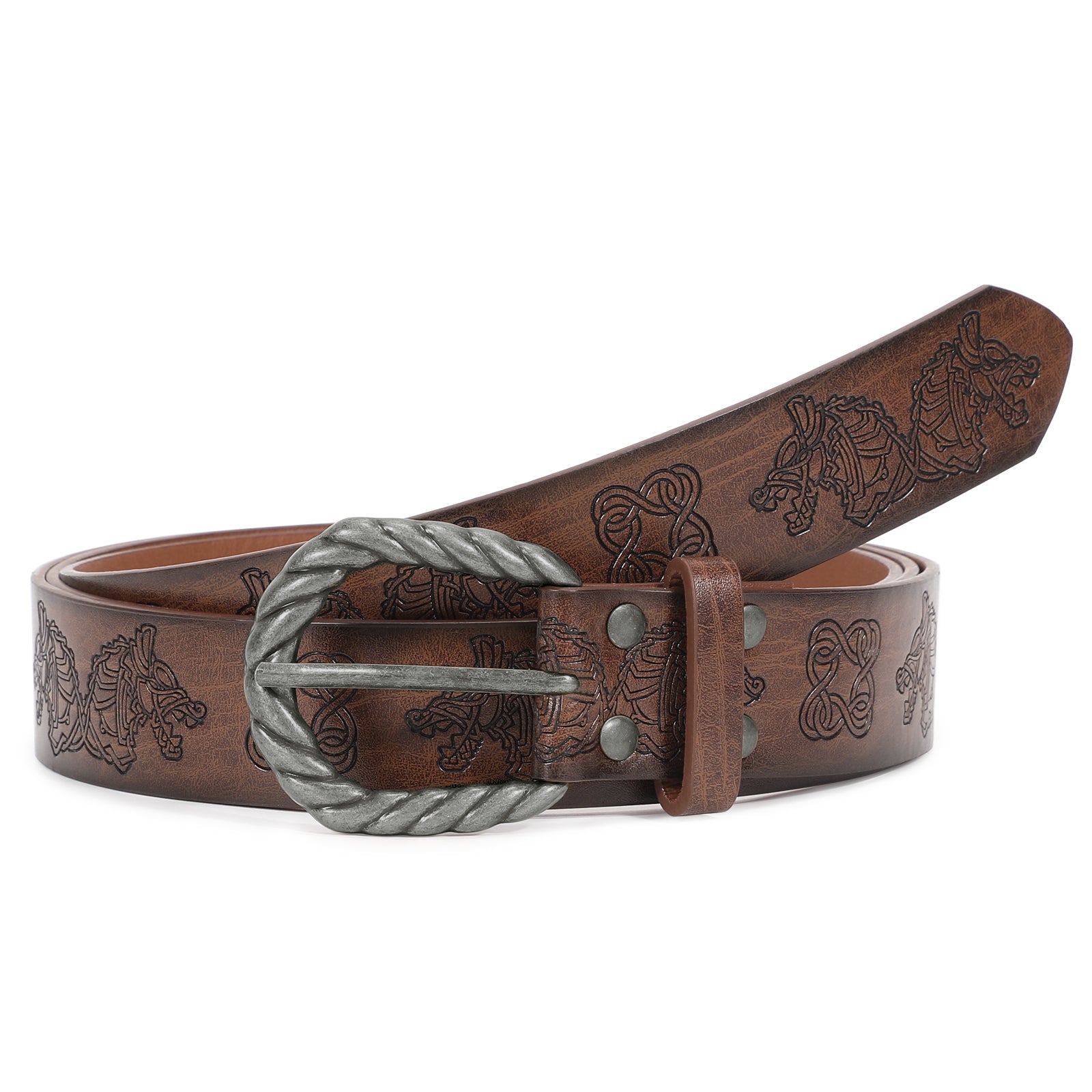 Leather Ratchet Dress Belt for Men Double Prong Leather Belt Heavy Duty Belt for Men - JASGOOD OFFICIAL