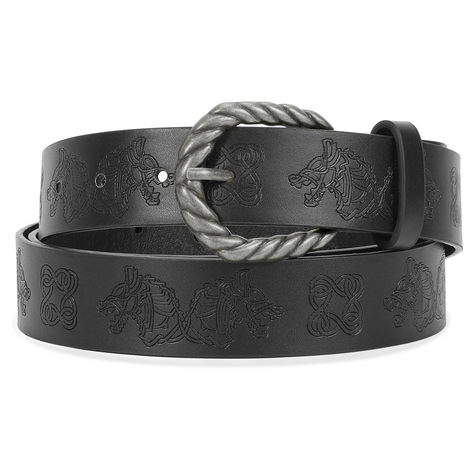 Leather Ratchet Dress Belt for Men Double Prong Leather Belt Heavy Duty Belt for Men - JASGOOD OFFICIAL