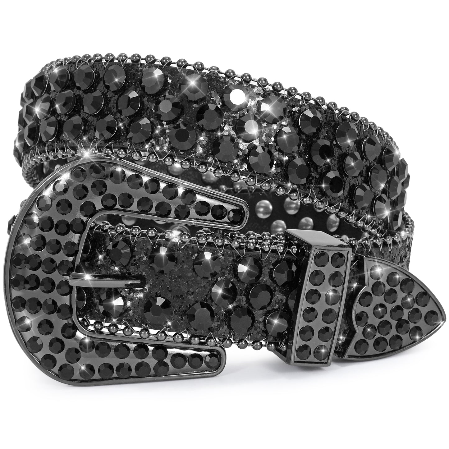 Kids Fashion Rhinestone Shiny Crystal Studded Leather Belts