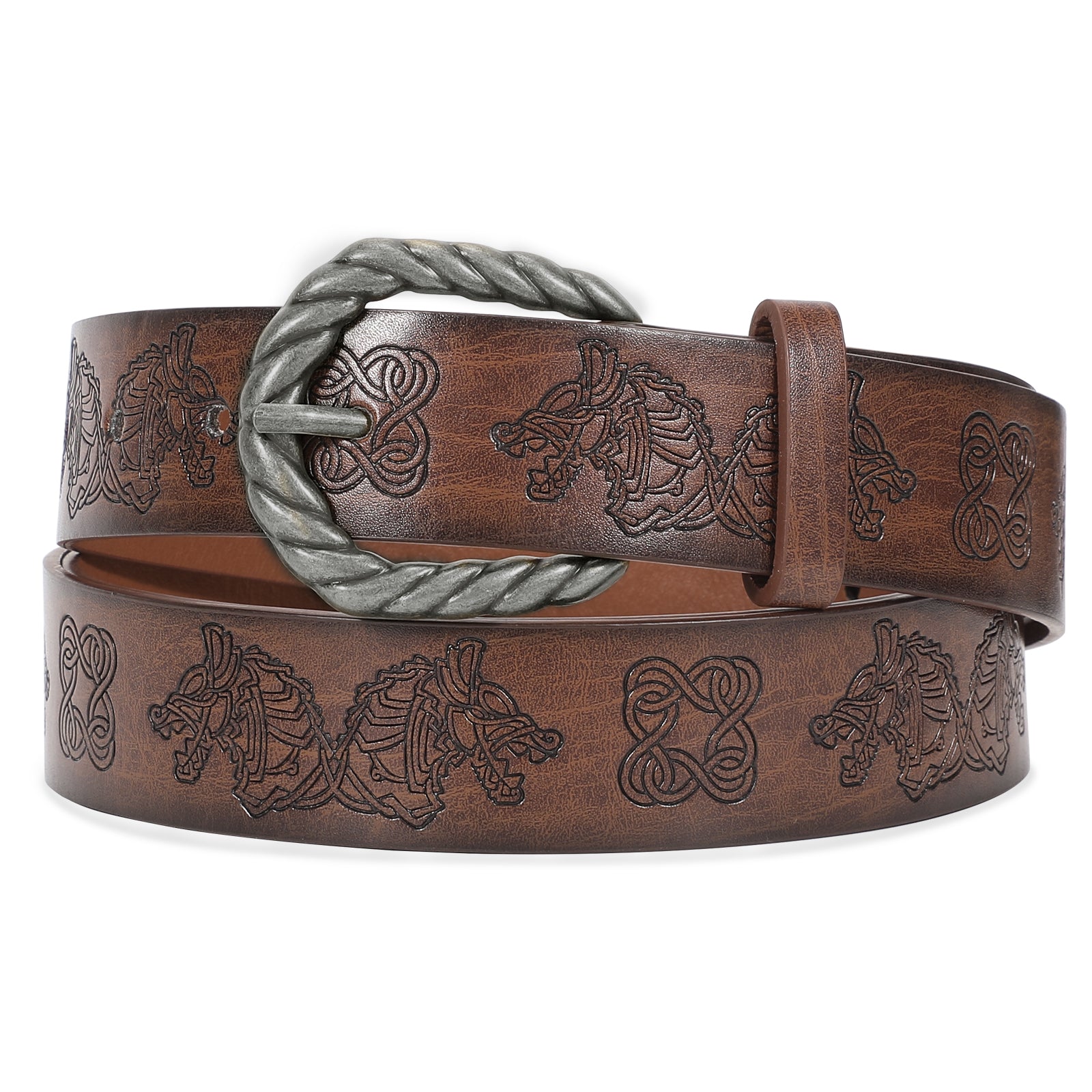 Leather Ratchet Dress Belt for Men Double Prong Leather Belt Heavy Duty Belt for Men - JASGOOD OFFICIAL