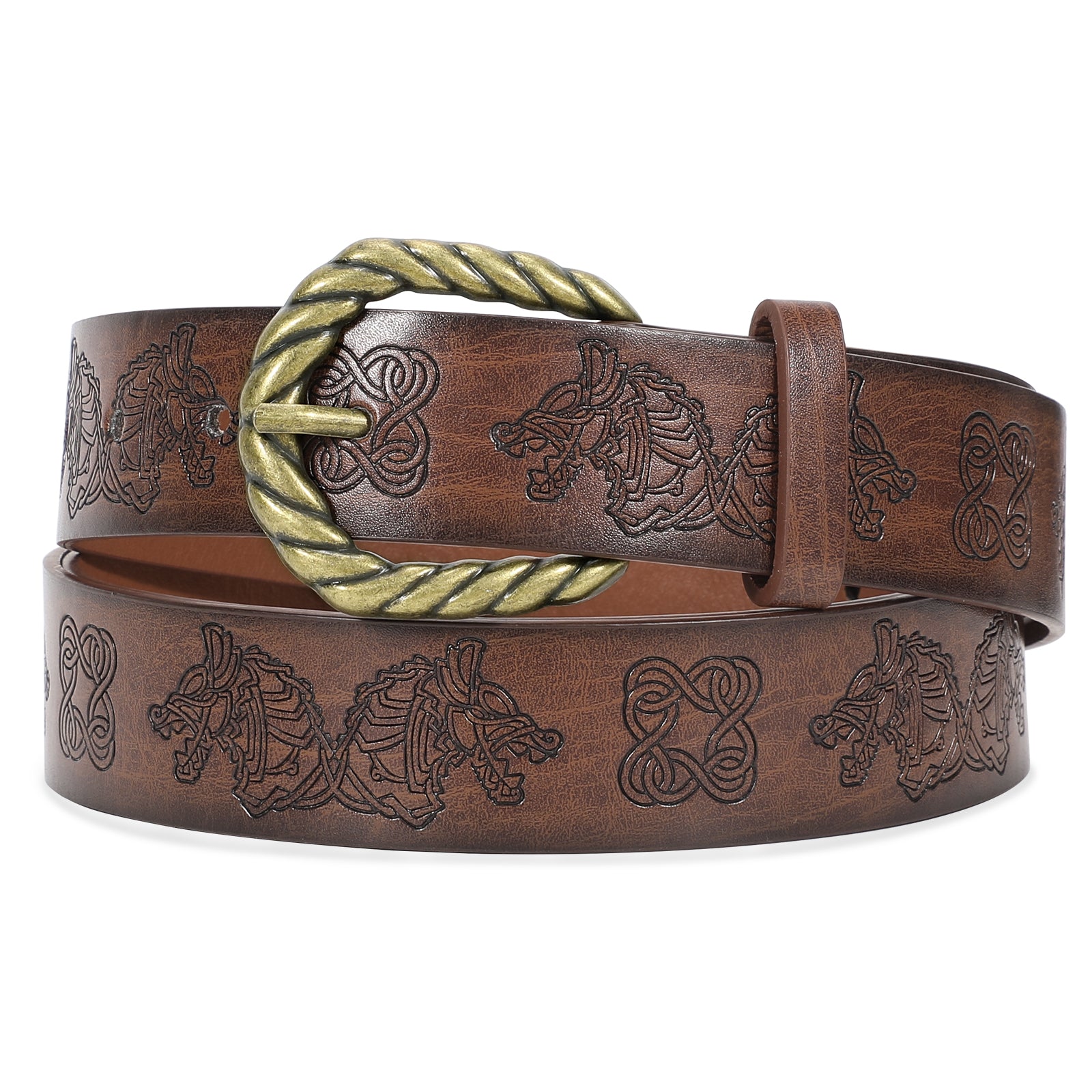 Leather Ratchet Dress Belt for Men Double Prong Leather Belt Heavy Duty Belt for Men - JASGOOD OFFICIAL