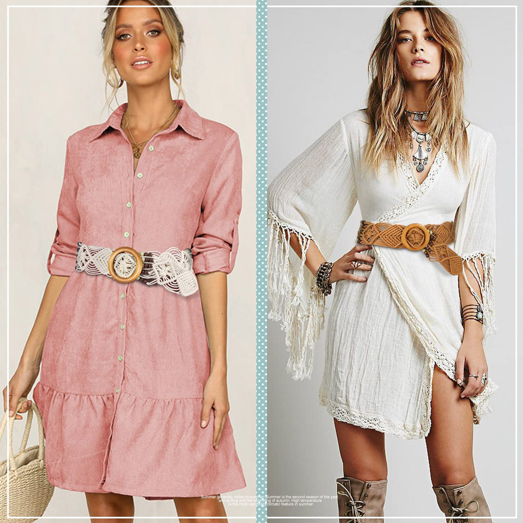 Braided Waist Belt,Straw Woven Belts for Women Belt Straw Vintage Woven Waist Belt with Buckle for Coat Dress Jeans