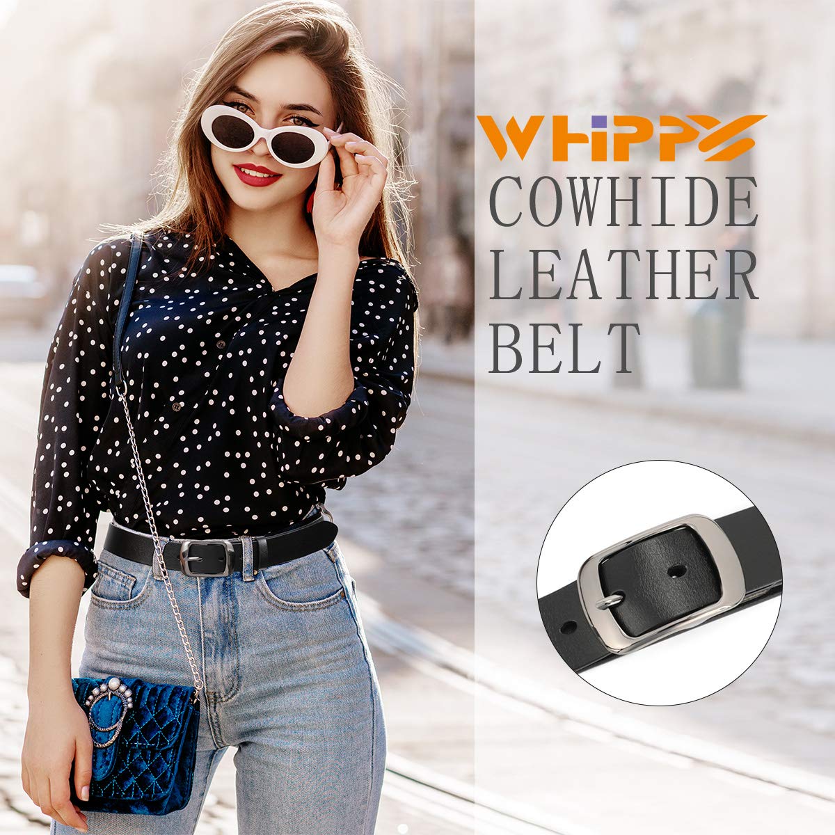 Women Leather Belts for Jeans Pants Fashion Dress Belt for Women with Solid Pin Buckle - JASGOOD OFFICIAL