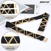 High Waist Elastic Belt ,Women Stretch Belt Flat Gold Buckle with Triangle Metal