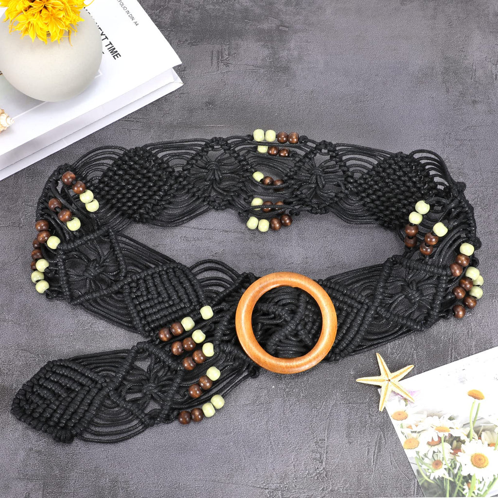 Braided Waist Belt,Straw Woven Belts for Women Belt Straw Vintage Woven Waist Belt with Buckle for Coat Dress Jeans