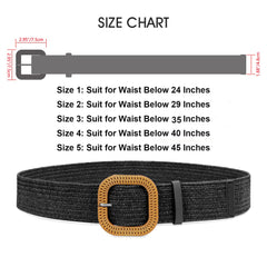 Set of 4 Straw Woven Elastic Stretch Waist Belts for Women, Fashion Boho Ladies Braided Skinny Dress Belt