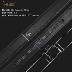 JASGOOD Men's Leather Ratchet Belt Strap without Buckle, Replacement Leather Belt Strap 35mm/1.38", Fit 40mm/1.57” buckle