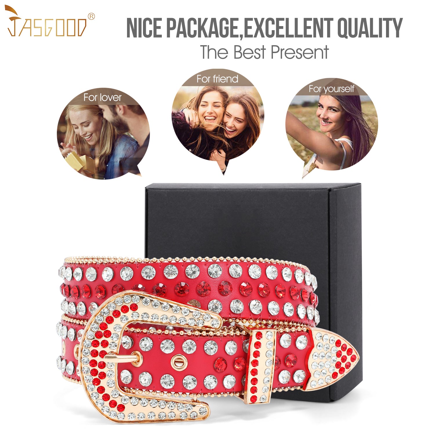 Halloween Rhinestone Belt for Women  Western Cowgirl Bling Studded Leather Belt for Jeans Pants - JASGOOD OFFICIAL