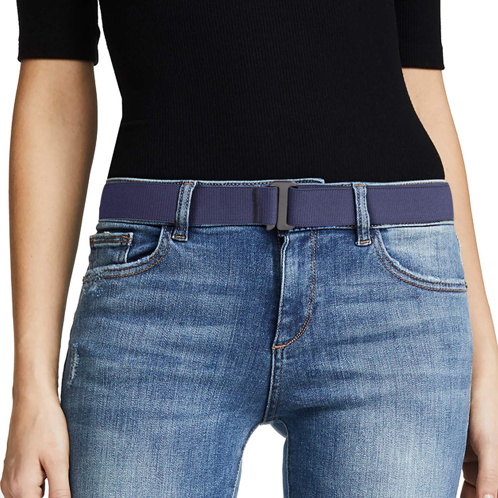 No Show Women Stretch Belt Invisible Elastic Web Strap Belt with Flat Buckle for Jeans Pants Dresses 