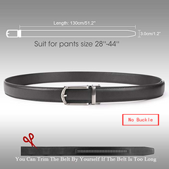 JASGOOD Leather Ratchet Dress Belt for Men Perfect Fit Waist Size up to 50 inches 1.2inch Wide Strap Without Buckle 