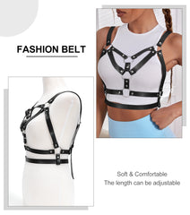 Women Halloween Fashion Punk Leather Harness Chest Belt