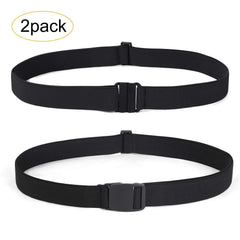 2 Pack Invisible Women Stretch Belt No Show Elastic Web Strap Belt with Flat Buckle for Jeans Pants Dresses 