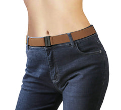 No Show Women Stretch Belt Invisible Elastic Web Strap Belt with Flat Buckle for Jeans Pants Dresses 