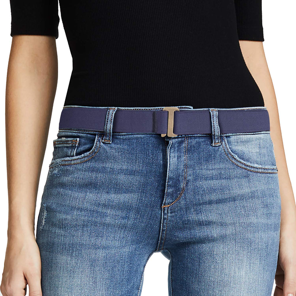 No Show Women Stretch Belt Invisible Elastic Web Strap Belt with Flat Buckle for Jeans Pants Dresses 