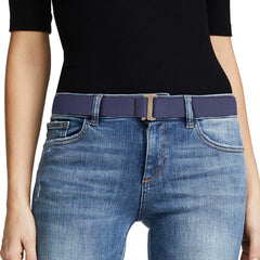 No Show Women Stretch Belt Invisible Elastic Web Strap Belt with Flat Buckle for Jeans Pants Dresses 