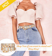 Rhinestone Belt for Men Women SUOSDEY Western Cowboy Cowgirl Bling Studded Leather Belt for Jeans Pants