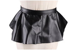 JASGOOD European and American style ruffled girdle black leather skirt belt women's skirt decoration ultra-wide short skirt belt - JASGOOD OFFICIAL