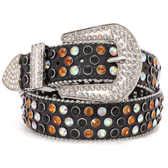 Rhinestone Belt for Men Women SUOSDEY Western Cowboy Cowgirl Bling Studded Leather Belt for Jeans Pants