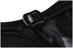 JASGOOD European and American style ruffled girdle black leather skirt belt women's skirt decoration ultra-wide short skirt belt - JASGOOD OFFICIAL