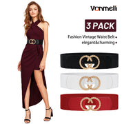 JASGOOD Women's Elastic Wide Dress Belt Retro Stretchy Waist Belt with Metal Buckle Waistband Cosplay