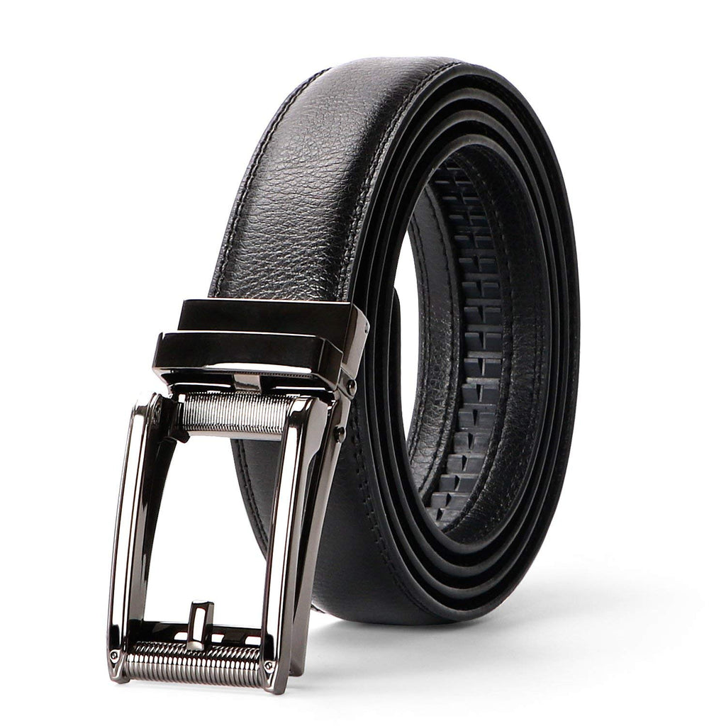 Leather Ratchet Dress Belt for Men Perfect Fit Waist Size Up to 44" with Automatic Buckle 