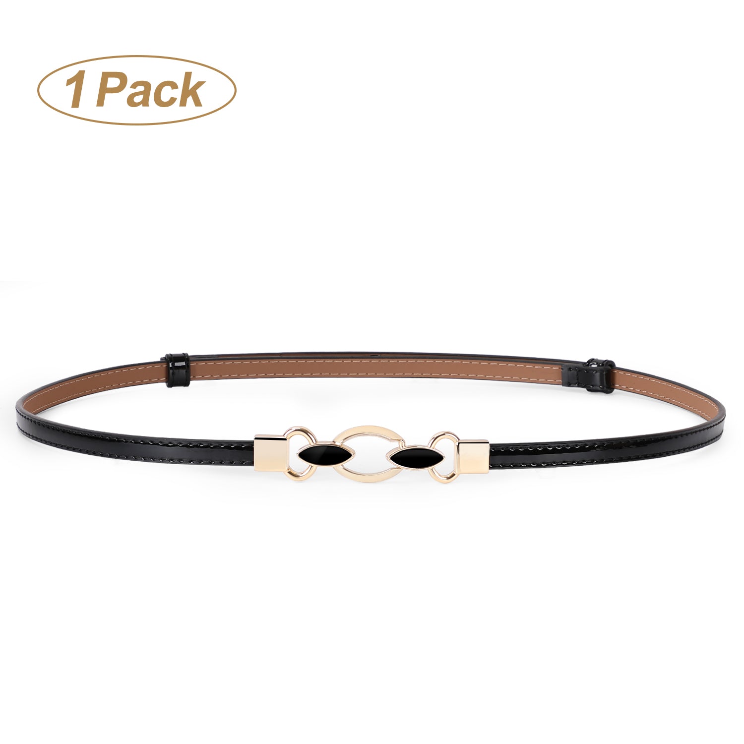 JASGOOD Women Skinny Leather Belt Adjustable Thin Waist Belt with Metal Buckle for Dress 