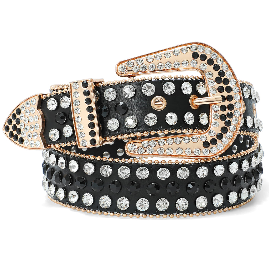 SANSTHS Women Rhinestone Skull Western Belt Diamond Belt Men for