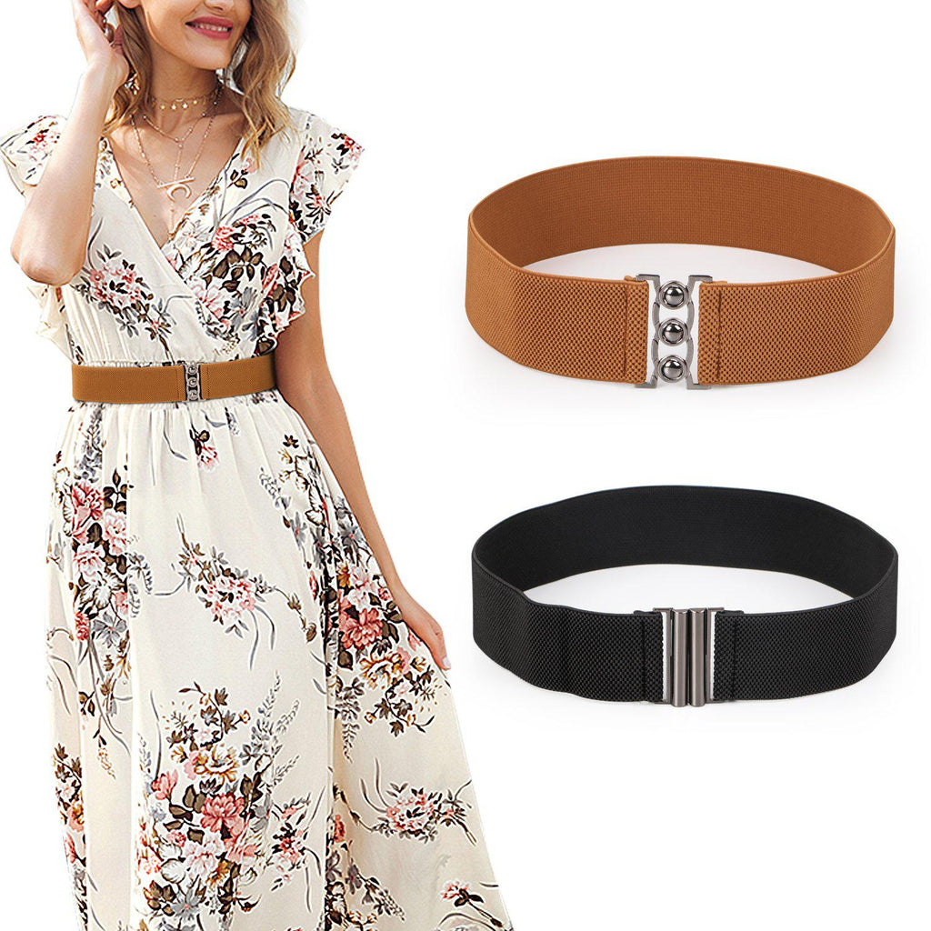 Vintage Wide Elastic Waist Belt Waistband Dress Stretchy Cinch Belt For Women 1.8 Inch Wide by JASGOOD 