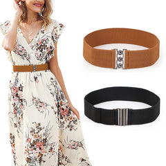 Vintage Wide Elastic Waist Belt Waistband Dress Stretchy Cinch Belt For Women 1.8 Inch Wide by JASGOOD 