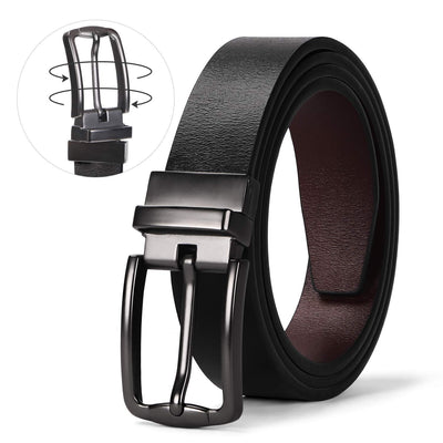 Women Leather Reversible Belt, Ladies Belt for Jeans with Rotated Buckle by JASGOOD 