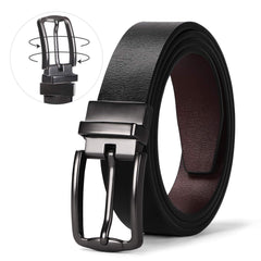 Women Leather Reversible Belt, Ladies Belt for Jeans with Rotated Buckle by JASGOOD 