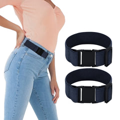 No Buckle Stretch Belt for Women/Men—2 Pack Elastic Invisible Belts for Jeans