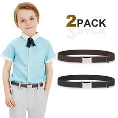 Kids Toddler Belt Made in USA Elastic Adjustable Stretch Boys Belts With Silver Square Buckle 