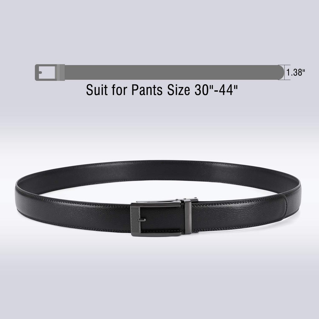 WERFORU Leather Ratchet Dress Belt for Men Perfect Fit Waist Size Up to 44" with Automatic Buckle 
