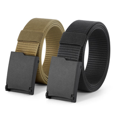 2PCS Men's Elastic Stretch Outdoor Plastic Belt with Removable Buckle Hiking Belt