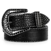 Luxury Crystal Skull designer  Diamond Studded Rhinestone Belts Western Sparkle Leather Men Women Belt