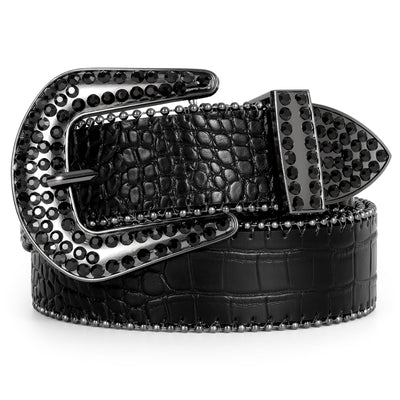 Women Man Luxury Designer Diamond Studded Belt SKULL Western Rhinestones  Belts