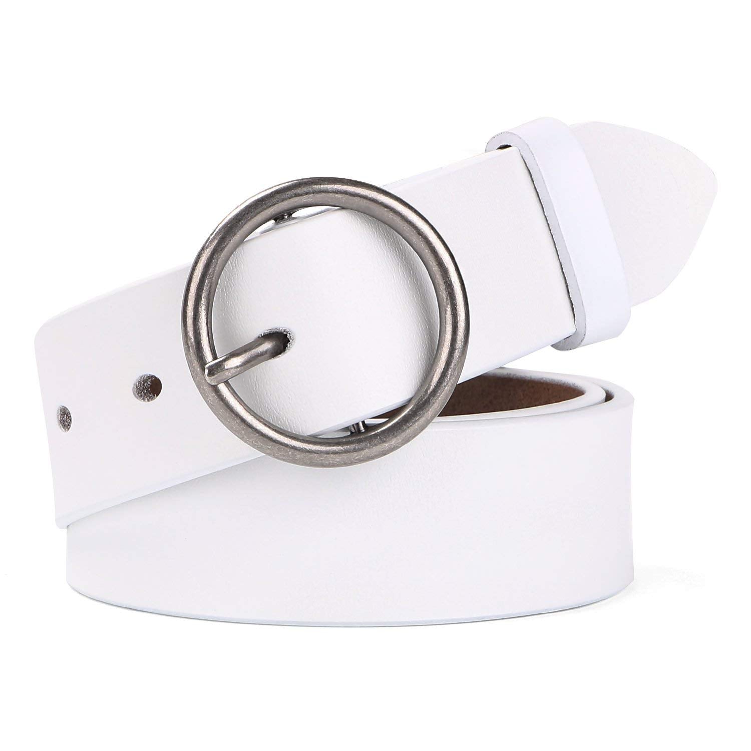 Women Casual Dress Belt Genuine Leather Belt with Round Buckle by JASGOOD