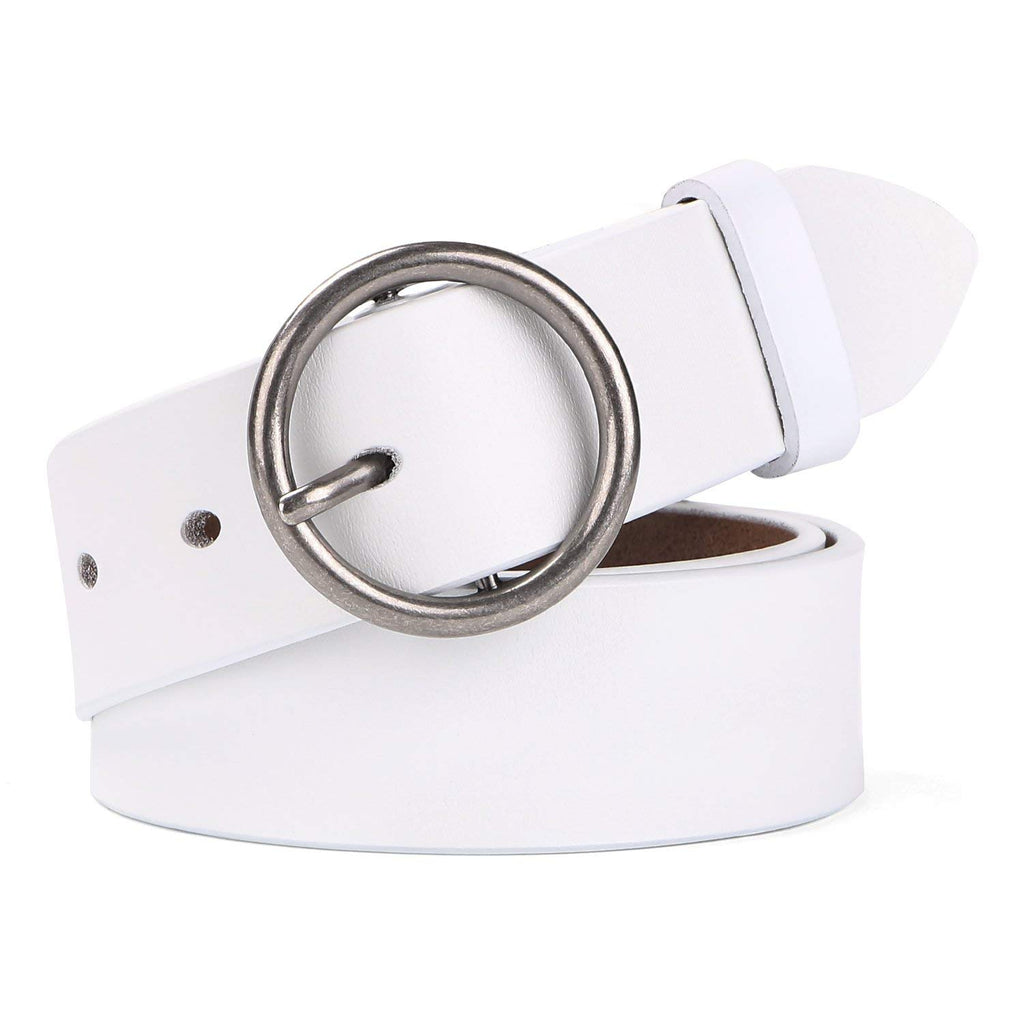 Women Casual Dress Belt Genuine Leather Belt with Round Buckle by JASGOOD 
