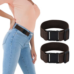 No Buckle Stretch Belt for Women/Men—2 Pack Elastic Invisible Belts for Jeans