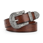 Women Leather Belt for Pants Dress Jeans Waist Belt with Brushed Alloy Buckle By JASGOOD