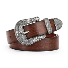 Women Leather Belt for Pants Dress Jeans Waist Belt with Brushed Alloy Buckle By JASGOOD