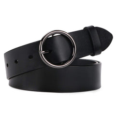 Women Casual Dress Belt Genuine Leather Belt with Round Buckle by JASGOOD 